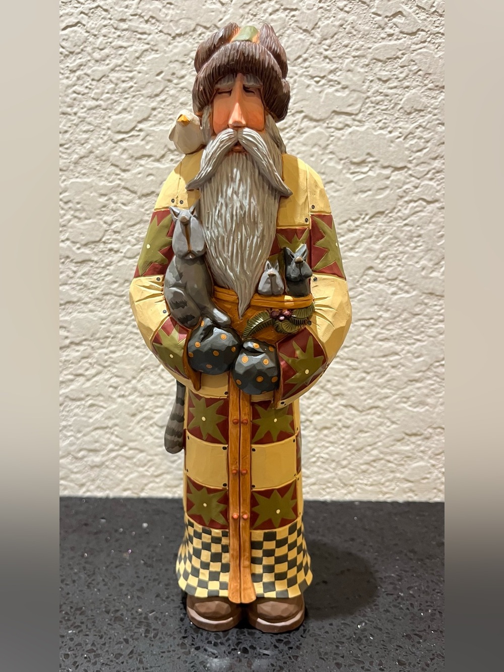 RARE Williraye Studio Hand Crafted Painted Folk Art Cats Kringle 10” Figurine